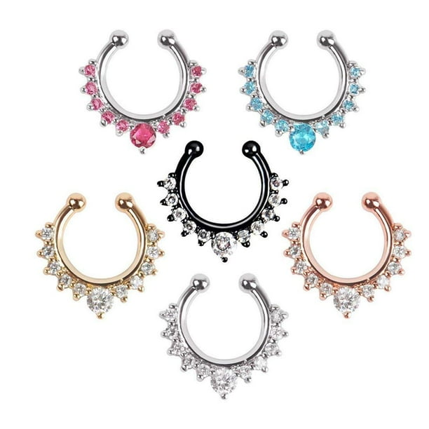 6PCS Septum Fake Nose Ring Jewelry Women Girls Septum Ring Faux