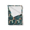 thumbnail image 2 of Beach Theme Soft Flannel Fleece Throw Blanket, Retro Design of Summer Items Hawaiian Tropical, Cozy Plush for Indoor and Outdoor Use, 50" x 70", Teal Salmon, by Ambesonne, 2 of 5