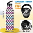 thumbnail image 2 of ALAZA Multicolor Wavy Pattern Stainless Steel Water Bottle Vacuum Insulated Leak-Proof Tumbler with Straw Handle 20oz, 2 of 6