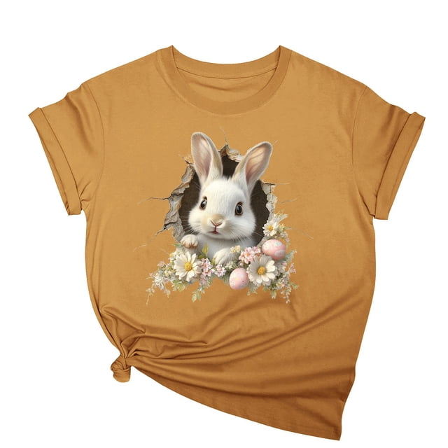 Tops de Cuello Alto para las Mujeres Amante Impreso Camiseta Cuello Redondo Manga Corta, Poliéster Spandex