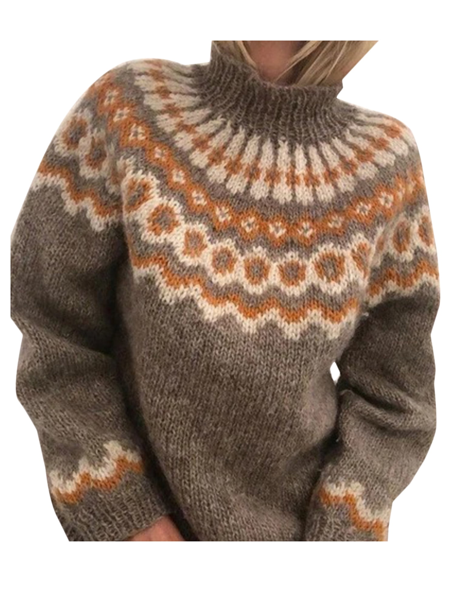 Anysense Women Knitted Roll Neck Jumper Casual Pullover Winter Warm Sweater Top, Women's, Size: XL, Beige