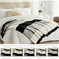 thumbnail image 4 of Fleece Throw Blanket Twin Size, Black Soft Fluffy Twin Blanket, Fuzzy Cozy Plush Flannel Blankets for Sofa, Comfy Warm Lightweight Twin Bed Blanket Striped (Black, 60x80IN), 4 of 6