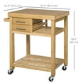 thumbnail image 3 of HOMCOM Mobile Bamboo Kitchen Island Serving Cart for Dining Room on Wheels, 3 of 10