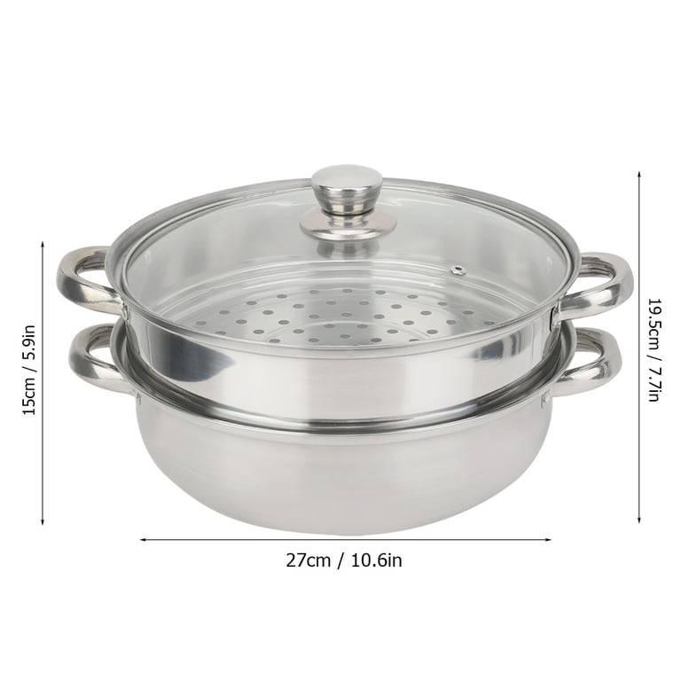Stainless Steel Steamer Pot for Cooking, 2 Tier Steamer with Lid 10-Inch  Steamer Cookware, Thicken Food Steaming Pot for Vegetable, Tamale, Seafood