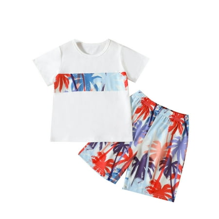 

IROINNID Toddler Short Sleeve Tree Print Casual Pocket Shorts Suit Kids Baby Girls 12-18Months