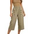 thumbnail image 2 of Yteetum Capris for Women With Pockets Summer Cotton Elastic Waist Wide Leg Cropped Pants Casual Solid Loose Fits Lightweight Comfy Travel Vacation Trousers, 2 of 6