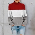 thumbnail image 3 of Baqcunre Women's Sweaters Autumn Winter Women Knit Color Matching Round Neck Loose Casual Sweater Tops Long Sleeve Sweater For Women Hoodies For Women Fall Outfits Women Trendy C XXL, 3 of 5