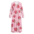 thumbnail image 5 of SEANATIVE Long Sleeve House Dress for Women Nightgown Soft Sleepwear Indoor Bedroom Dresses Winter Fall Sleepwear Stylish Nightdress for Bedtime Wear, S, Strawberry Cow Print Pink, 5 of 7