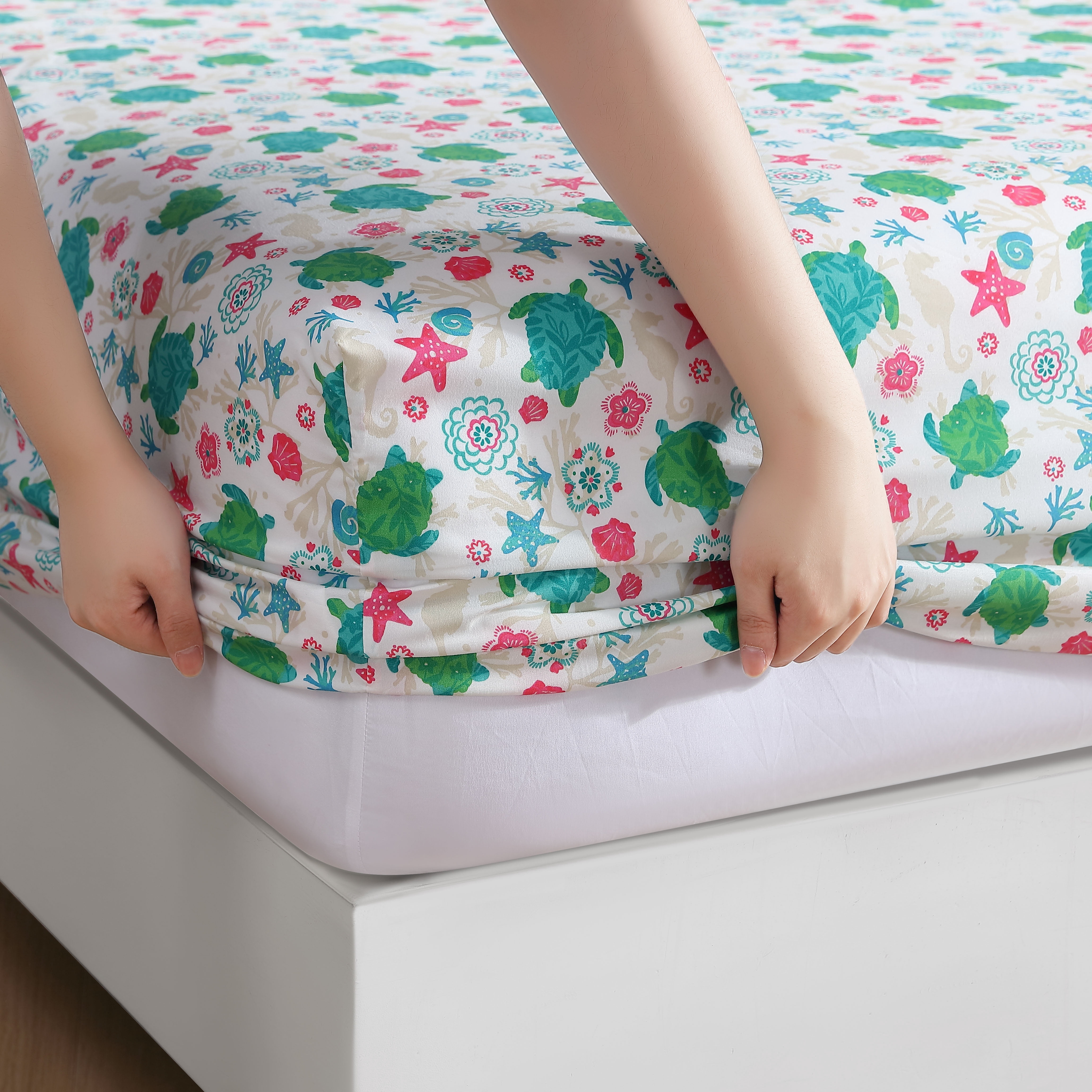 Beatrice Home Fashions Coastal Print Microfiber 3PC Sheet Set Twin Ocean Paradise