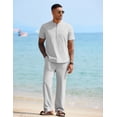 thumbnail image 4 of COOFANDY Men Linen Sets Outfits 2 Piece Casual Henley Shirts Casual Yoga Pants Set Hawaiian Beach Outfit, 4 of 6