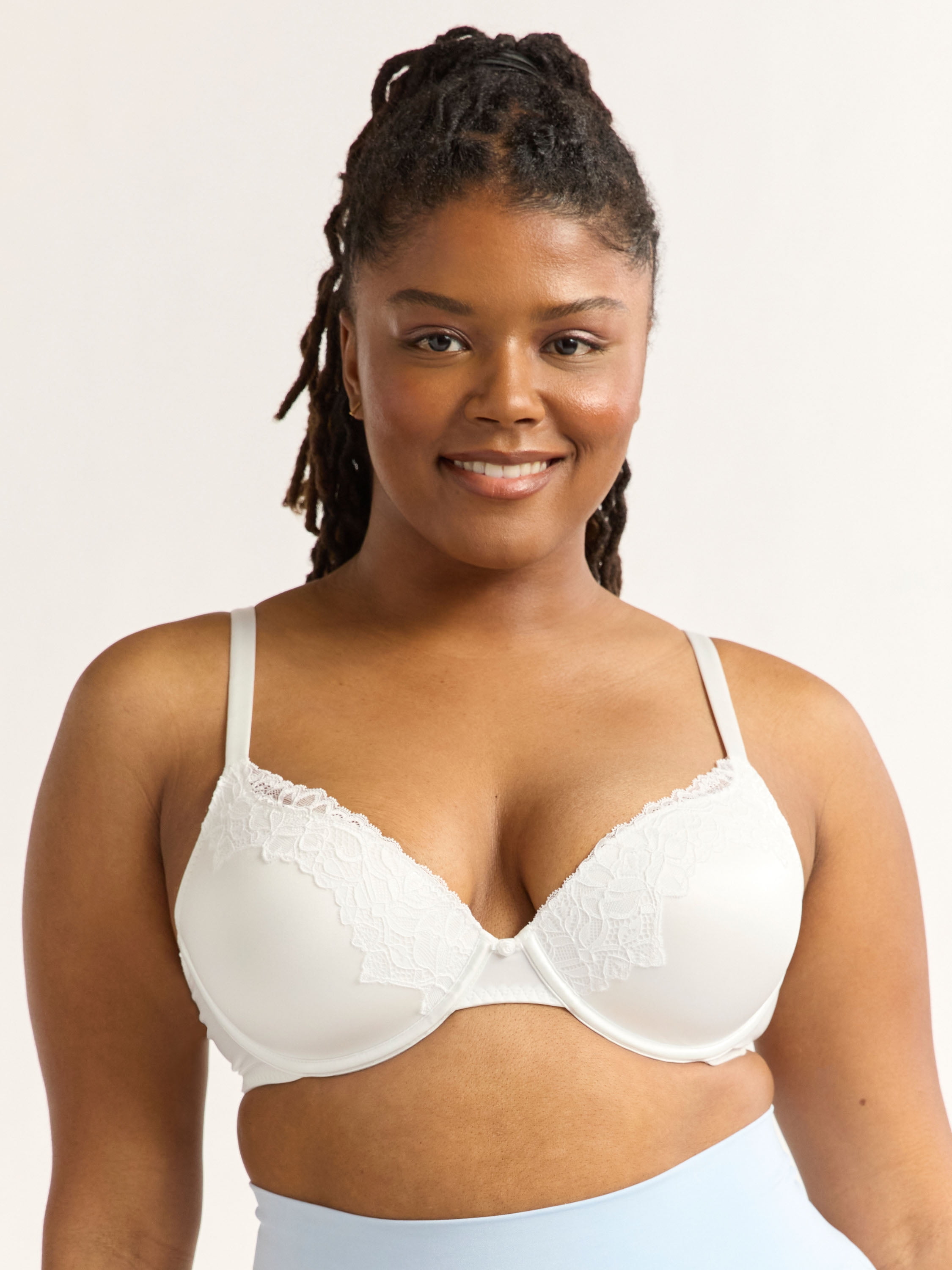 Joyspun Women's Bridal Satin Push Up Bra with Lace Trim, Sizes 34B-40C