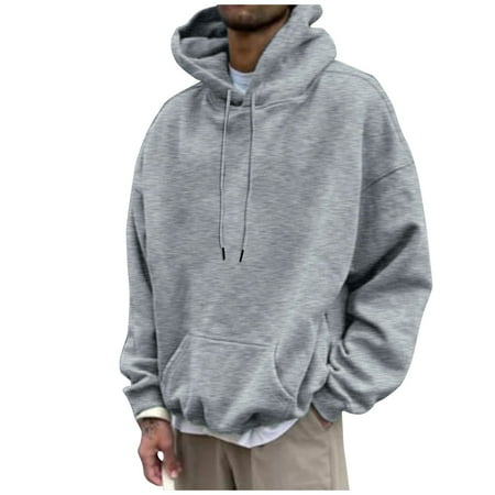 Sweatshirt Men – Hooded Sweatshirt for Men Oversized Casual Hoodie Mens Apparel Long Sleeve Drawstring Sweatshirts Hoodies for Men athleisure Clothing for Men Para Hombre L Gray