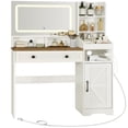 thumbnail image 2 of HOOBRO White Vanity Desk with Mirror and Lights, Farmhouse Vanity Makeup Desk with Charging Station, 41.5" Makeup Vanity Desk with Lighted Mirror, Power Outlet WH55UDSZ01, 2 of 19