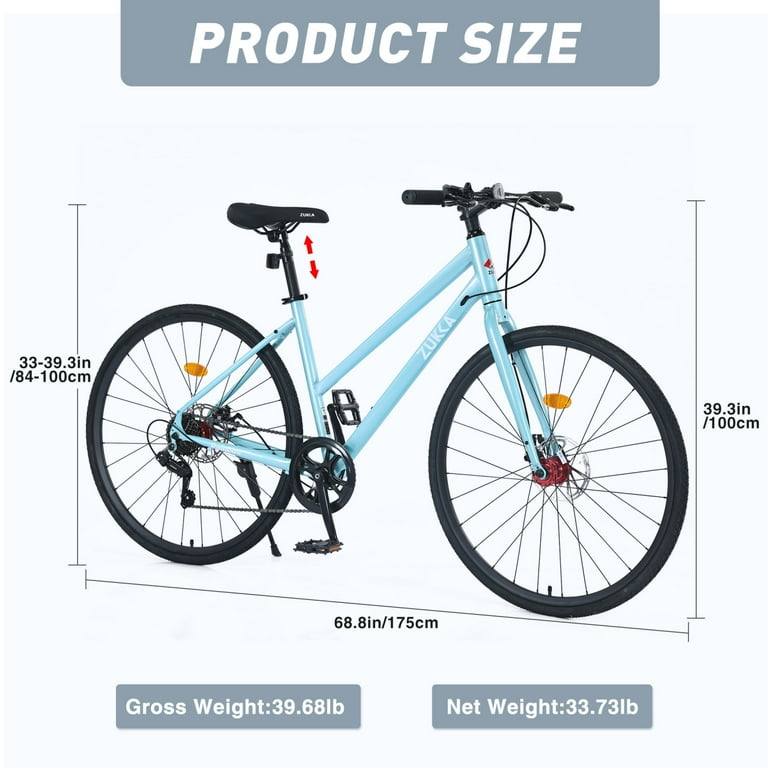 Hybrid Bike 7 Speed Hybrid Bicycle with 700C Tires and Disc Brake Road Bike for Adult Men Women Junior Senior Light Blue Walmart