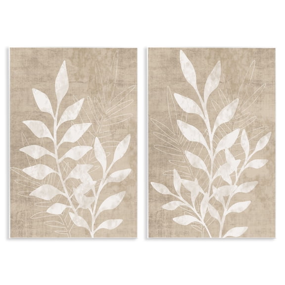 Stupell Industries Rustic Lodge Boho Botanical Leaf Silhouette 2pc Wall Plaque Art Set, 10 x 15 each, by Natalie Carpentieri