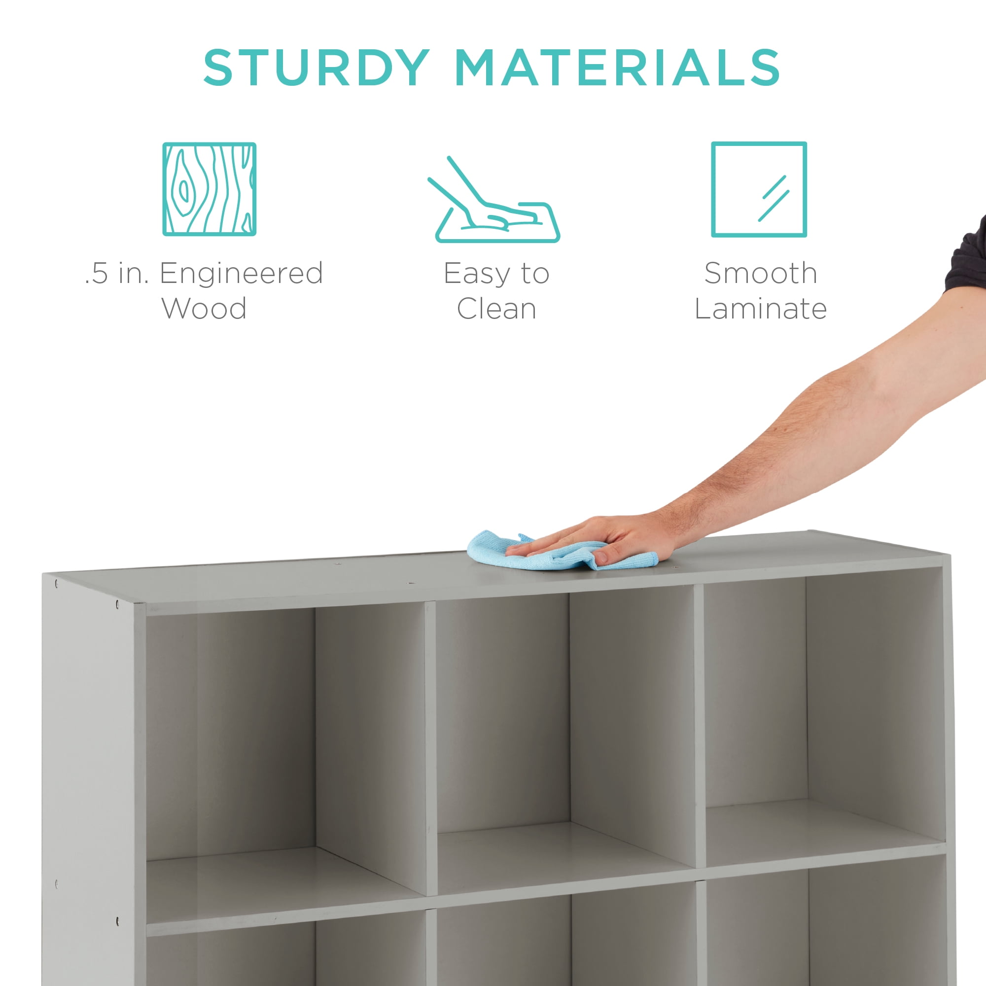 Best Choice Products 9-Cube Bookshelf, 13.5in Display Storage System, Organizer w/ Removable Back Panels - Gray