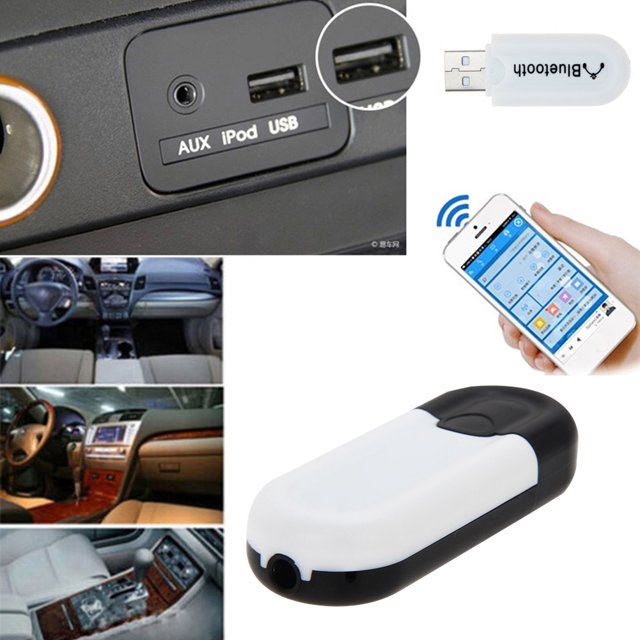 Receptor de audio inalámbrico con receptor USB compatible con Bluetooth de salida dual de 3,5 mm para automóvil