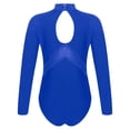 thumbnail image 4 of Eandarui Kids Girls Figure Ice Skating Bodysuit Long Sleeve Mesh Jumpsuit Rhinestones Mock Neck Blue 6, 4 of 7