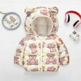 thumbnail image 7 of Godderr 1-7Y Toddler Boys Girls Winter down Coats Lightweight Coat Cartoon Print Kids Hoodie Winter Jacket, 7 of 7
