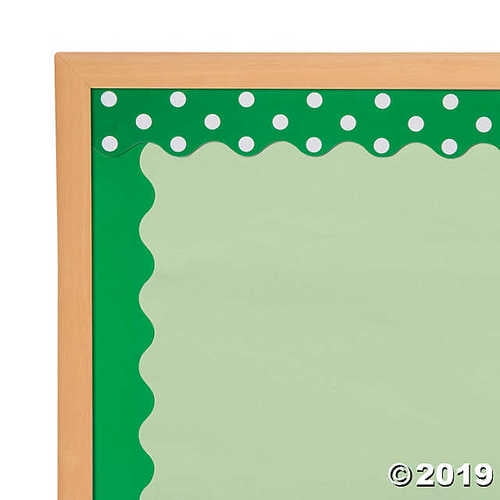 DoubleSided Solid & Polka Dot Bulletin Board Borders Green