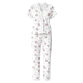 thumbnail image 3 of Harpily Womens Pajama Set Short Sleeve Top and Full Length Pants with Cherry Printed Indoor Night Sleepwear Outfits S, 3 of 3