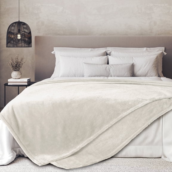 Regal Living Ultra Soft Plush Fleece Blanket, Double-Sided Cozy Warm Throw, Ivory, 60" x 70"