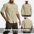 thumbnail image 3 of FEN AI Mens Button Long Sleeve Shirts for Fall Safari Fishing with 2 Pockets UPF 50+ Sun Shirts Men Casual Tops Khaki, 3 of 8