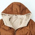 thumbnail image 4 of BiZtdJrK Womens Fleece Lined Hooded Jackets Solid Color Long Sleeve Winter Coats Casual Zip Up Mid Length Outerwear with Pockets Sales Today Clearance Brown XL, 4 of 8