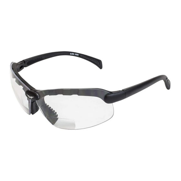 Global Vision Eyewear C-2 Bifocal Safety Glasses, Clear Lens, Gloss Black Frame