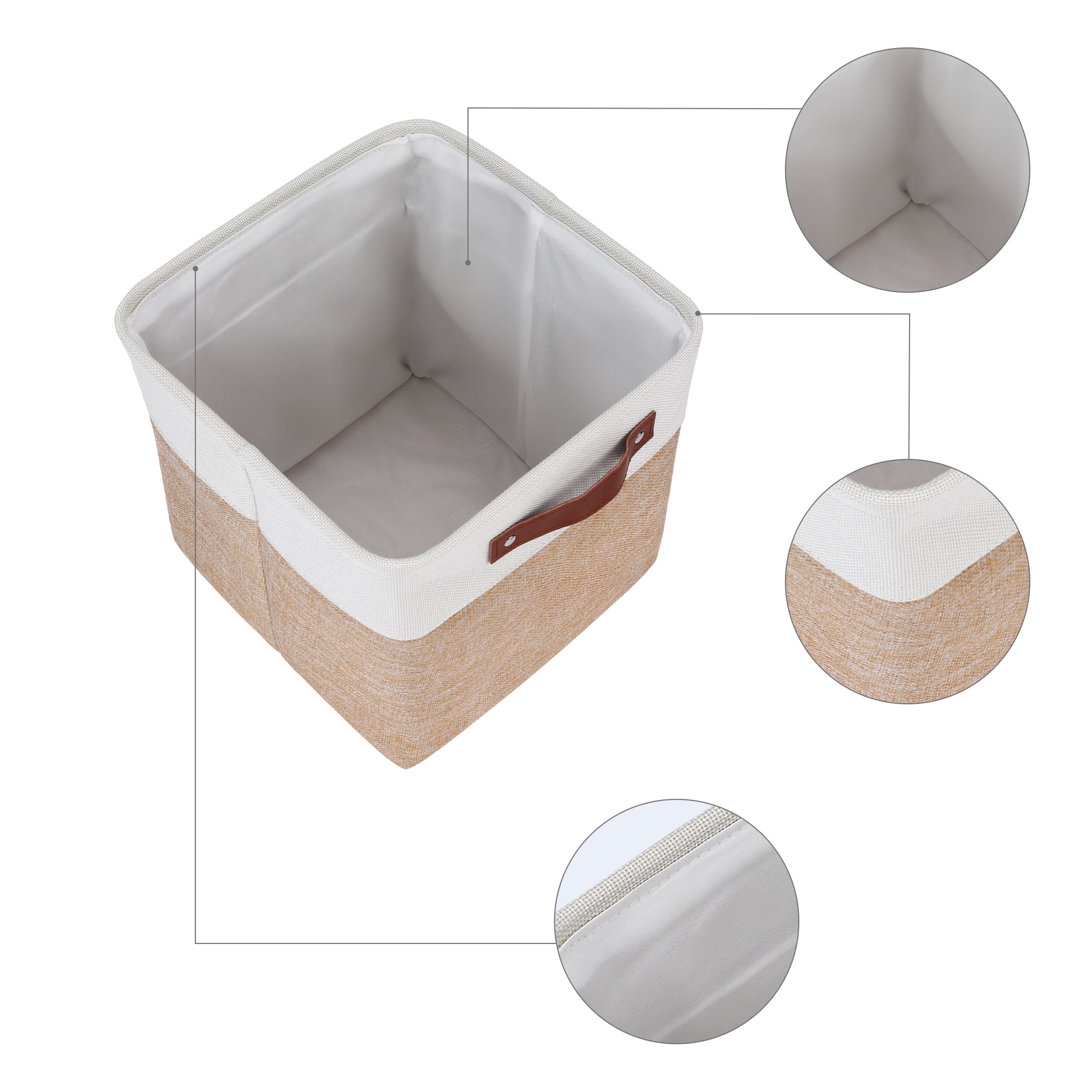 Unique Bargains Storage Cube Fabric Bin with Handles Apricot 11*11*11in