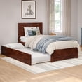 thumbnail image 1 of Canyon Full Wood Platform Bed with Matching Footboard & Twin Trundle in Walnut, 1 of 23