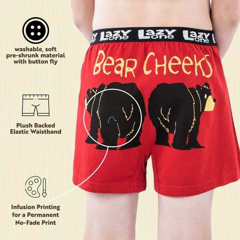 LazyOne Funny Animal Boxers, Novelty Boxer Shorts, Kids' Underwear, Gag  Gifts for Boys, Bare Cheeks (Bear Cheeks, Medium)