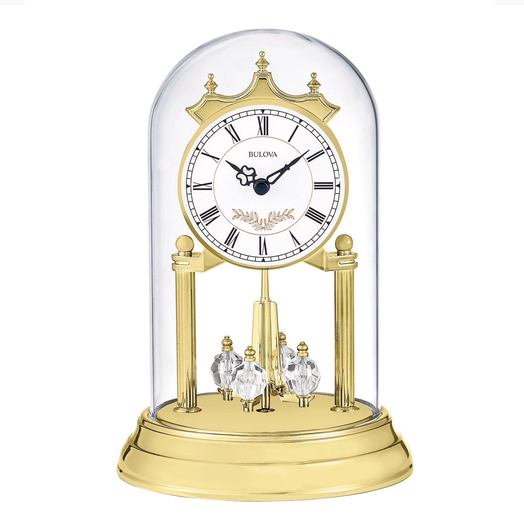 Bulova Clocks Heather Dial Glass Domed Clock with Westminster Chime