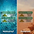 thumbnail image 6 of (2 Pack) Watch Your Step With Symbol Bilingual OSHA Safety First Sign 10 Inch X 7 Inch Plastic Sign, Weather Resistant, UV Protected for Workplace, Business, and Construction Site, Made, 6 of 8