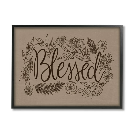 Blessed Flower Botanical Border Botanical & Floral Graphic Art Black Framed Art Print Wall Art