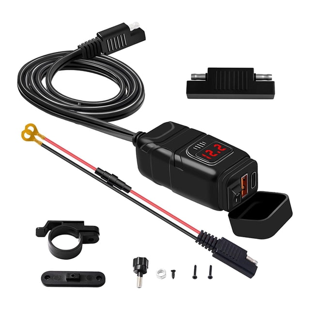 Cargador USB Para Motocicleta Sunnimix Tipo C PD Y QC3.0 Adaptador de Carga Rápida SAE A USB Rojo