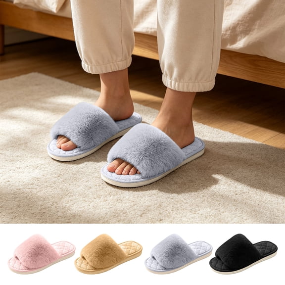 Agkizg Womens Fall Winter Slippers, House Slippers, Open Toe Soft Sole House Slippers Comfortable Casual Indoor Light Outdoor Daily Slippers