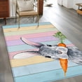 thumbnail image 2 of Easter Area Rugs 2.7'x5', Washable Small Throw Rugs for Kitchen Bedroom, Spring Grey Rabbit Carrots Colorful Wooden Plank Indoor Outdoor Rug Non-Slip Low Pile Carpet Runner Reversible Floor Mats, 2 of 8