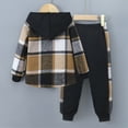 thumbnail image 4 of Godom Baby Boy Clothes Fall Winter Outfit Long Sleeved Plaid Top Pant Two Piece Sets Boys 6T Clothes,Khaki, 4 of 7