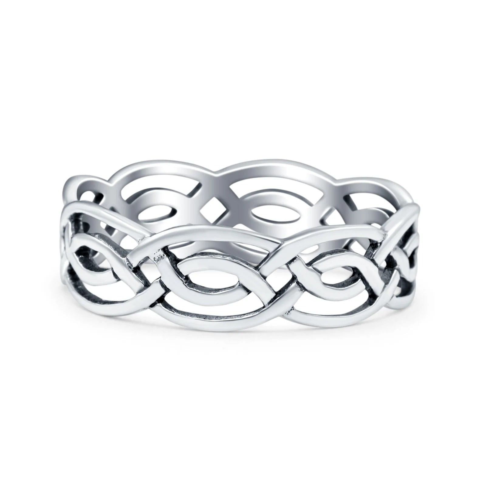 Blue Apple Jewelry Co. Celtic 9 Thumb Size Ring Ring Oxidized Sterling Silver Solid Band (5mm) 925