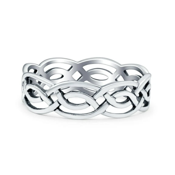 Celtic Ring Oxidized Band Solid 925 Sterling Silver Thumb Ring (5mm) Size 5