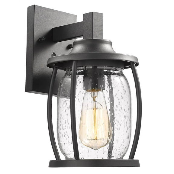CHLOE Lighting JACKSON Transitional 1 Light Textured Black Outdoor Wall Sconce 12" Tall