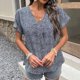 thumbnail image 4 of Camiseta informal con estampado de leopardo de manga corta con cuello en V para mujer de verano Fridja  zx3344, 4 of 5