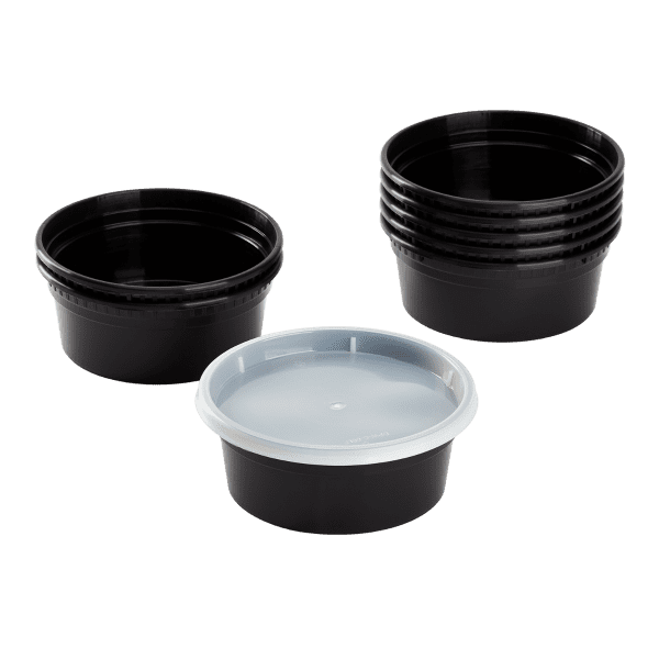 Karat 8 oz Black PP Injection Molded Round Deli Containers with Lids