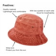 thumbnail image 2 of Bucket Hat, Wide Brim Washed Denim Cotton Outdoor Sun Hat Flat Top Cap for Fishing Hiking Beach Sports Orange, 2 of 6
