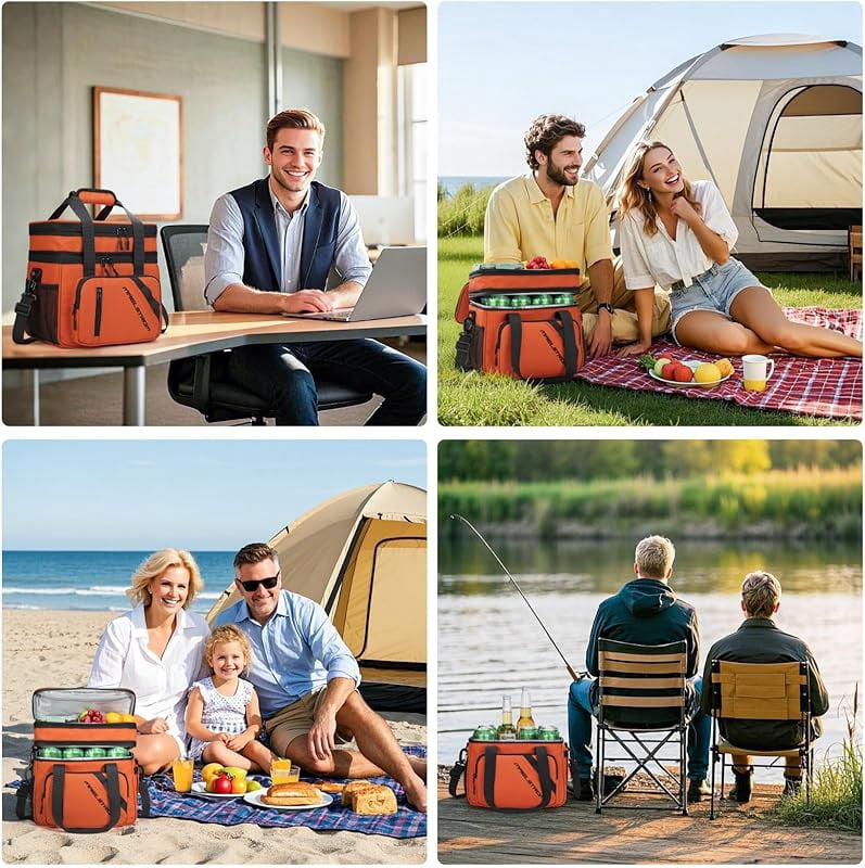 Maelstrom Lunch Box, 20L Insulated Lunch Bag for Men Women, Expandable Double Deck Leakproof Cooler Bag with 6 Pockets, Reusable Lunch Tote Bag for Work, Picnic
