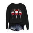 thumbnail image 6 of FDGIU Women's Christmas T-Shirt - Glitter Red Wine Glass Print, Oversized Long Sleeve Santa Hat Party Tee, Holiday Gift for Women, 6 of 6