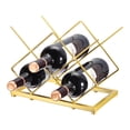 thumbnail image 1 of Soporte de vino de encimera, soporte de botella de vino de mesa que sostiene 5 botellas, adecuado para bodega, gabinete de bar, dorado, 1 of 6