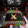 thumbnail image 1 of Erosebridal Neon Lightsaber Bedding Twin Comforter Set, Honeycomb Geometry Down Comforter, Sports Decor, Reversible 2-Piece, 1 of 8