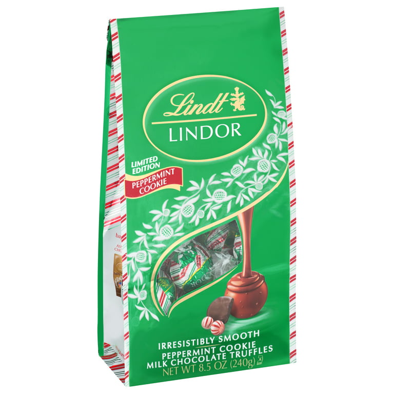 Lindt LINDOR Holiday Limited Edition Peppermint Cookie Milk Chocolate Candy  Truffles, 8.5 oz. Bag